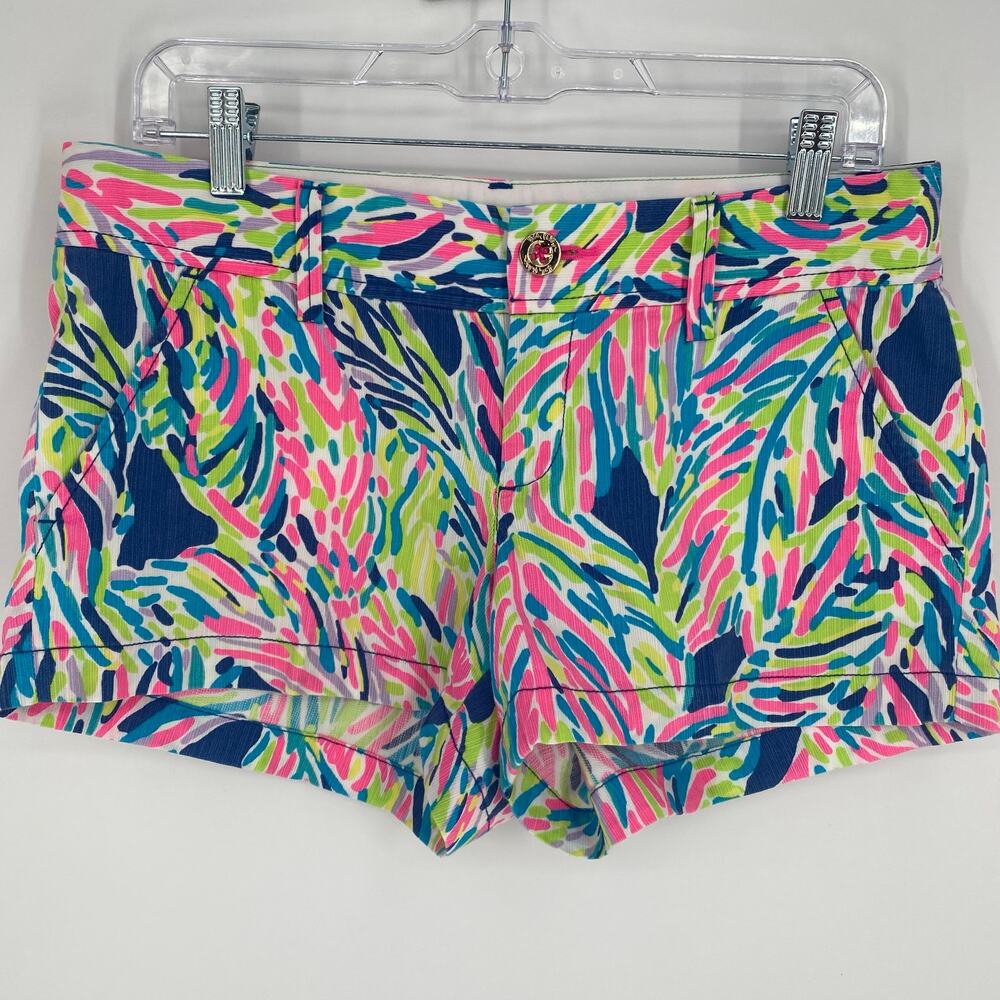 Lilly Pulitzer‎ Shorts Women’s 4 Walsh Indigo Palm Resortwear Coastal Vacation